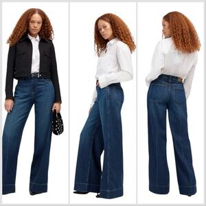 Madewell Curvy Superwide Leg Softdrape Ellsworth Dark Blue Denim Jeans Size 32